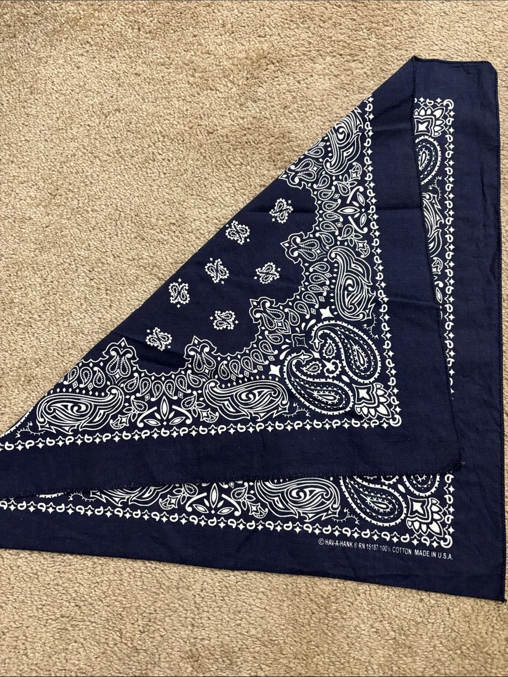 Classic Navy Paisley 100% Cotton Bandana - Navy